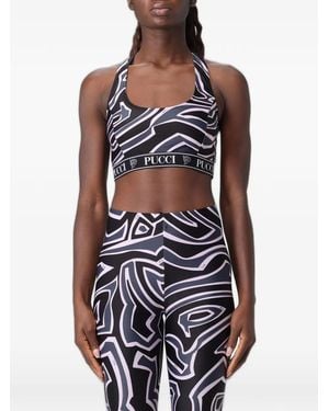 PUCCI Printed Stretch-Fabric Top - Black
