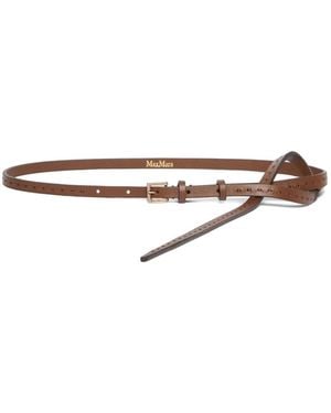 Max Mara Leather Skinny Belt - White