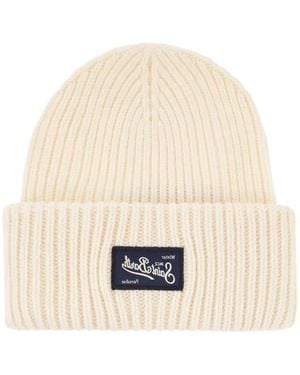 MC2 Saint Barth Berry Logo-Patch Beanie Hat - Natural
