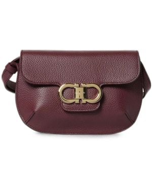 Ferragamo Mini Double Gancini Cross Body Bag - Purple