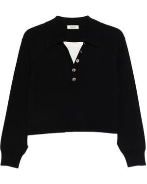 Sandro Jersey con cuello de polo - Negro