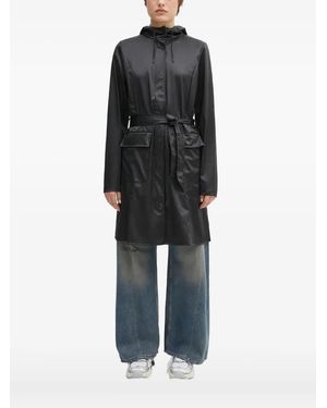 Rains Hooded Belted Raincoat - Black