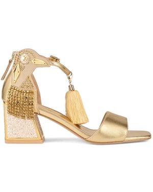 Kat Maconie Kay Tassel-Embellished Glitter-Block Sandals - Natural