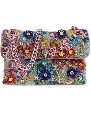 Kurt Geiger Mini Kensington Bead-Embellished Floral-Print Shoulder Bag - Blue