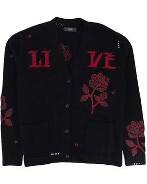 Amiri Rose-Appliqué Cardigan - Black