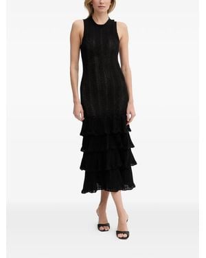 Twinset Tiered Pointelle-Knit Dress - Black