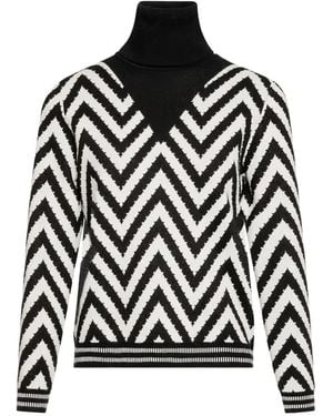 Fracomina Jacquard Roll-Neck Jumper - Black