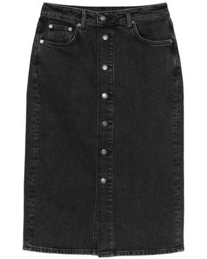 GANT Button-Up Denim Midi Skirt - Black