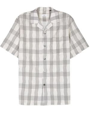Grifoni Check-Pattern Short-Sleeve Bowling Shirt - White