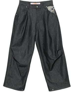 PDF Pleated Wide-Leg Jeans - Gray