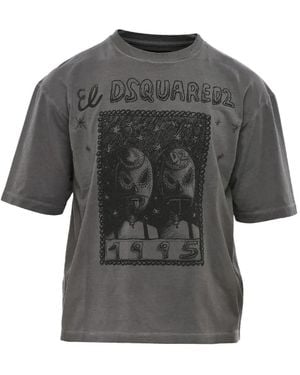 DSquared² Graphic-Print Loose-Fit T-Shirt - Grey