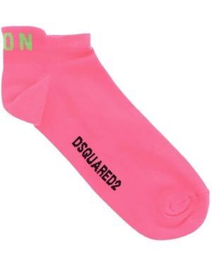 DSquared² Icon Logo-Print Socks - Pink