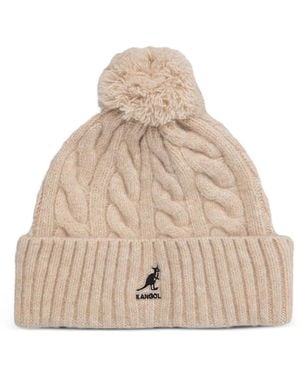 Kangol Pompom Cable-Knit Beanie Hat - Natural