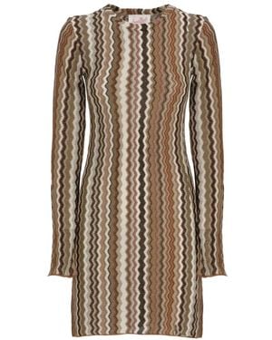 MC2 Saint Barth Chevron-Knit Mini Dress - Natural