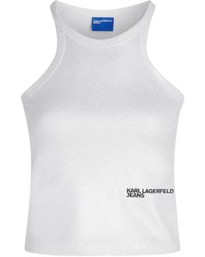 KARL LAGERFELD Ribbed Racerback Top - White
