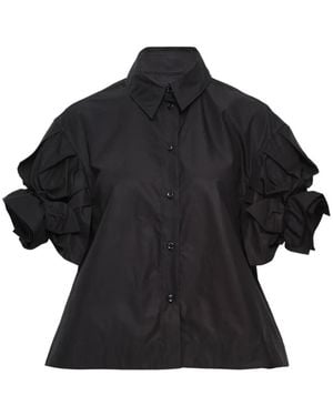 Simone Rocha Rose-Detail Cropped Shirt - Black