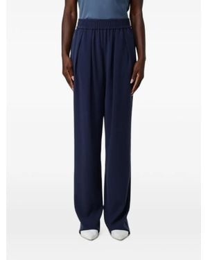 Emporio Armani Pleated Elasticated-Waist Trousers - Blue