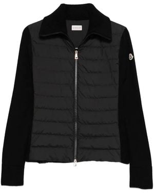 Moncler Quilted Knit-Panel Puffer Jacket - Black