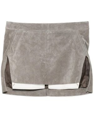 Rick Owens Suede Side-Slit Skirt - Gray