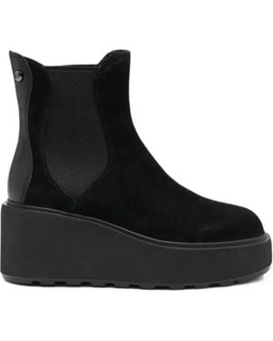 CafeNoir Wedge-Heel Chelsea Boots - Black