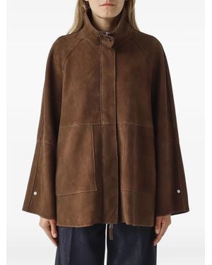 The Jackie Leathers Suede Raglan-Sleeve Jacket - Brown