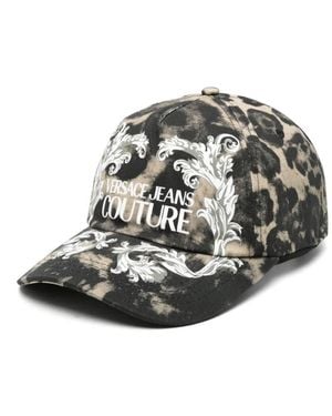 Versace Jeans Couture Leopard-Print Baroque-Pattern Baseball Cap - Black