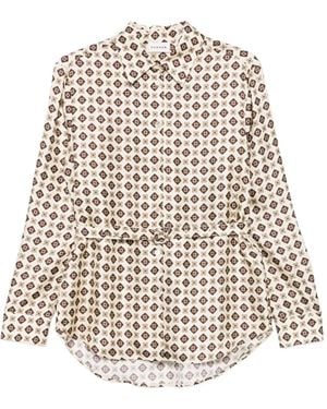 P.A.R.O.S.H. Geometric-Print Belted Shirt - White