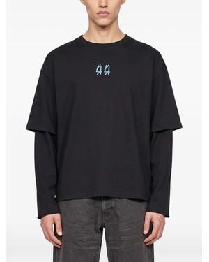 44 Label Group T-Shirt Imprimé À Manches Superposées - Black
