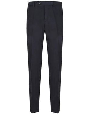 PT Torino Pressed-Crease Straight-Leg Trousers - Blue