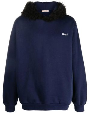 Marni Logo-Embroidered Hoodie - Blue