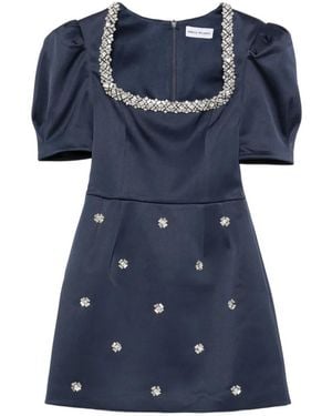 Rebecca Vallance Ayla Crystal-Embellished Puff-Sleeve Mini Dress - Blue
