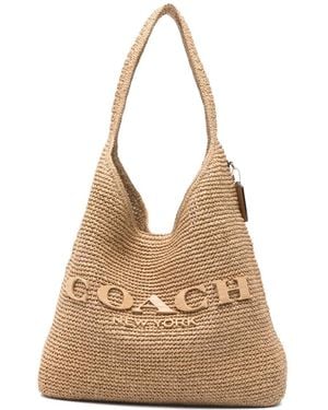 COACH 39 Brooklyn Schoudertas Met Logo-Reliëf - Naturel