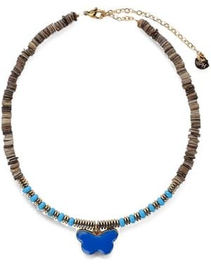 Hijas de Puka Beaded Butterfly Necklace - Blue