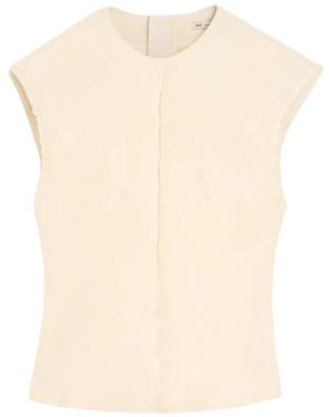 Ami Paris Raw-Edge Sleeveless Top - Natural