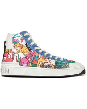 Balmain X Disney The Lion King B-Court High-Top Trainers - Blue