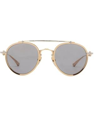 Chrome Hearts Flockit Round-Frame Sunglasses - White