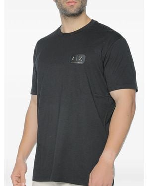 ARMANI EXCHANGE Logo-Patch T-Shirt - Black