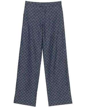 Gucci Vaqueros De Algodón Con Motivo Gg En Jacquard - Azul
