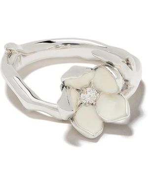 Shaun Leane Silver Cherry Blossom Diamond Flower Ring - White