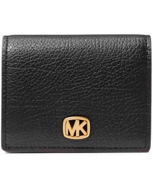 Michael Kors Logo-Plaque Pebbled Leather Wallet - Black