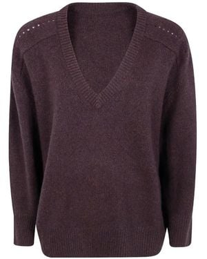 Kujten V-Neck Knitted Jumper - Purple