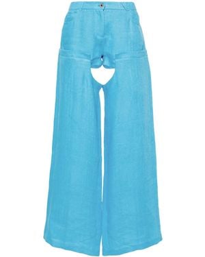 ALESSANDRO VIGILANTE High-Waist Wide-Leg Trousers - Blue
