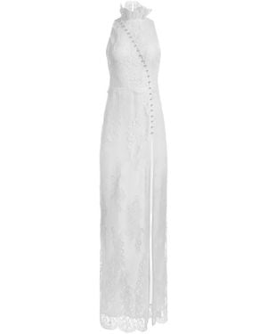 Mia Peculiar Floral-Lace Pearl Gown - White