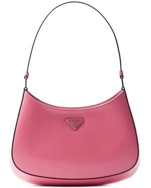 Prada Cleo Brushed Leather Shoulder Bag - Pink