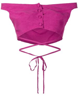 Amir Slama Off-Shoulder Cropped Blouse - Purple