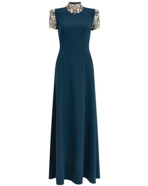 Jenny Packham Pricile Embellished Maxi Dress - Blue