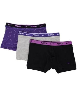 Nike Logo-Waistband Stretch-Cotton Trunks - Purple