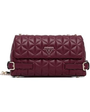 Guess Quilted Chain Cross Body Bag - Morado