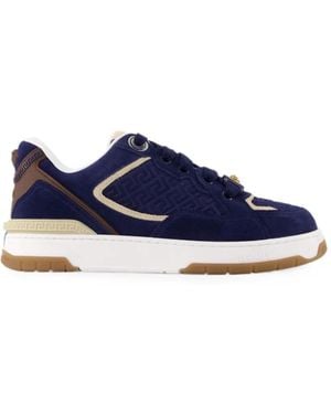 Versace Biggie Greca-Pattern Suede Trainers - Blue