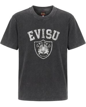 Evisu Logo-Print Cotton T-Shirt - Black